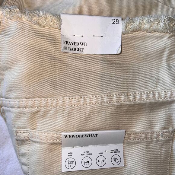 WeWoreWhat Frayed Khaki High Rise Straight Leg Pants NWT-28 - Picture 4 of 12